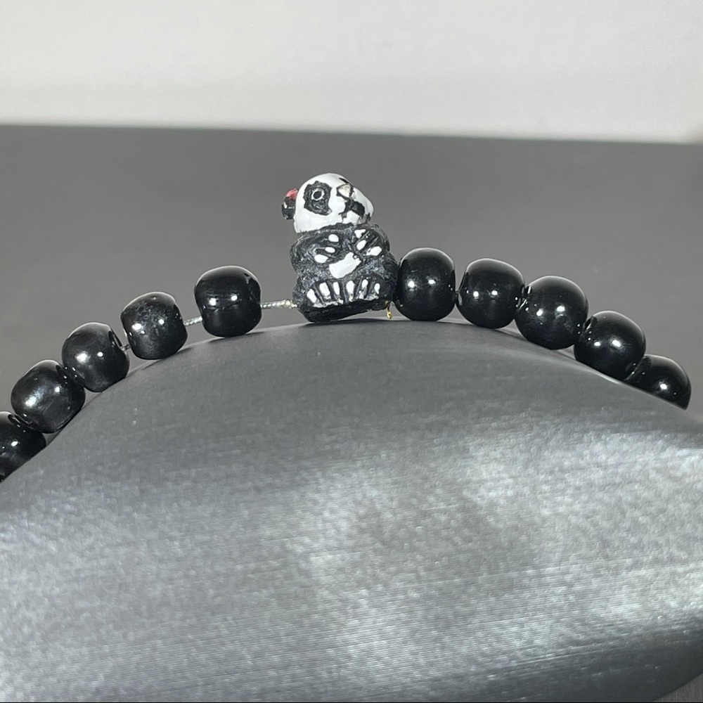 Panda Black White Bead Stretch OOAK Bracelet